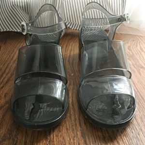 American Apparel Jelly Sandals with Chunky Heel